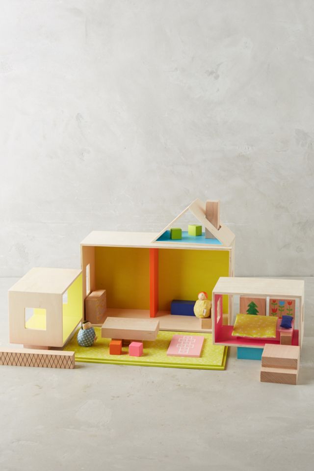 Wooden Doll House Set