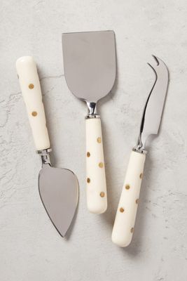 Brass-Dotted Cheese Knives