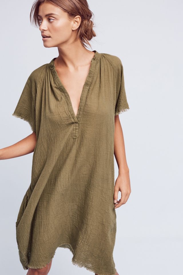 cloth and stone green dress Double Breasted Trench Coat in Green with Flower Print main image 0