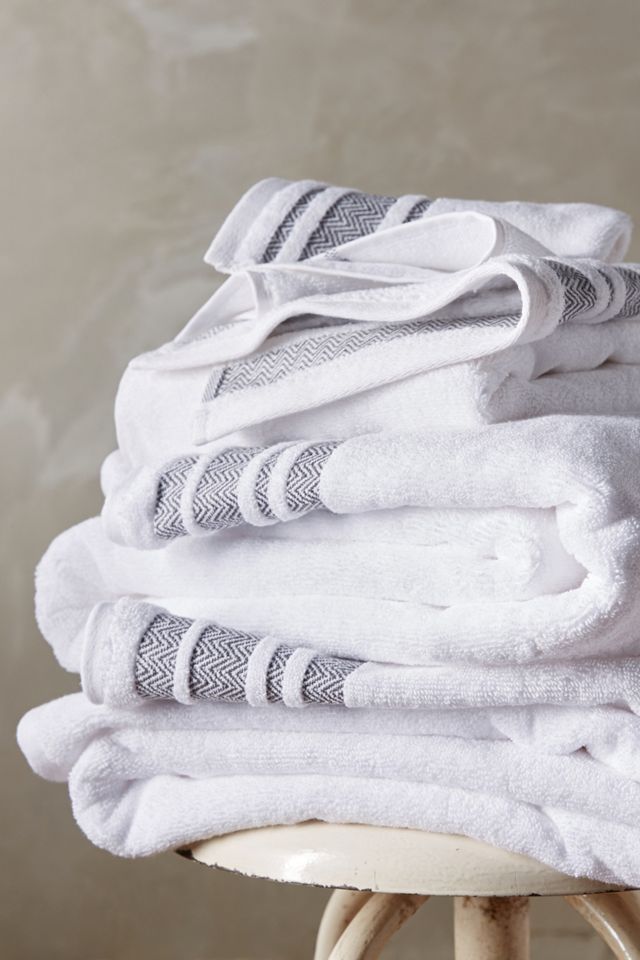 Kassatex Herringbone-Bordered Turkish Cotton Towel Collection #1