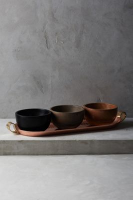 Hammered Lyric Platter & Serving Bowl Set