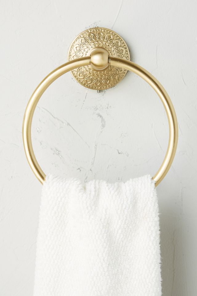 Brass Circle Towel Ring with Leather Strap– Michele Varian Shop