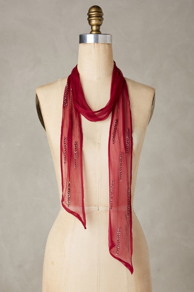 Chiffon Skinny Scarf | Ready To Ship | Deep Olive