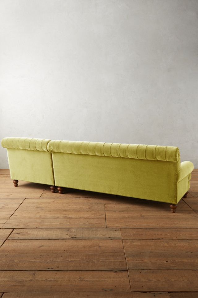 Velvet Fan Pleat Right Sectional, Landon #1