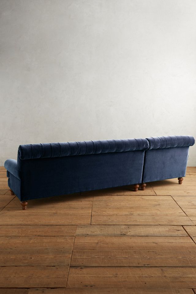Velvet Fan Pleat Left Sectional #1