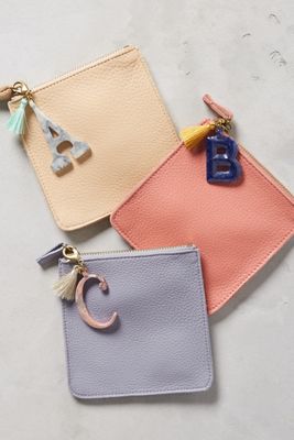 Leather Monogram Pouch