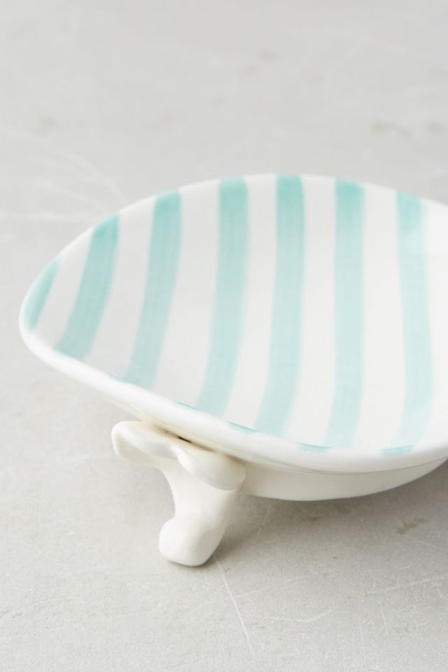 Bol décoratif à rayures couleur menthe pour la salle de bain #1