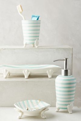 Mint Stripes Bath Container
