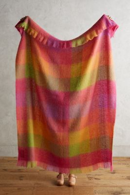 Avoca Plaid Mohair Throw Blanket