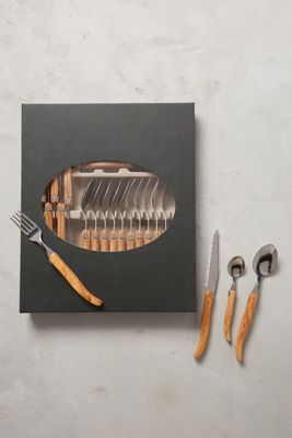 Olive Wood Laguiole Flatware Collection