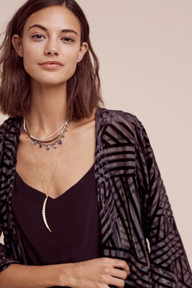 Gridded Velvet Kimono #1