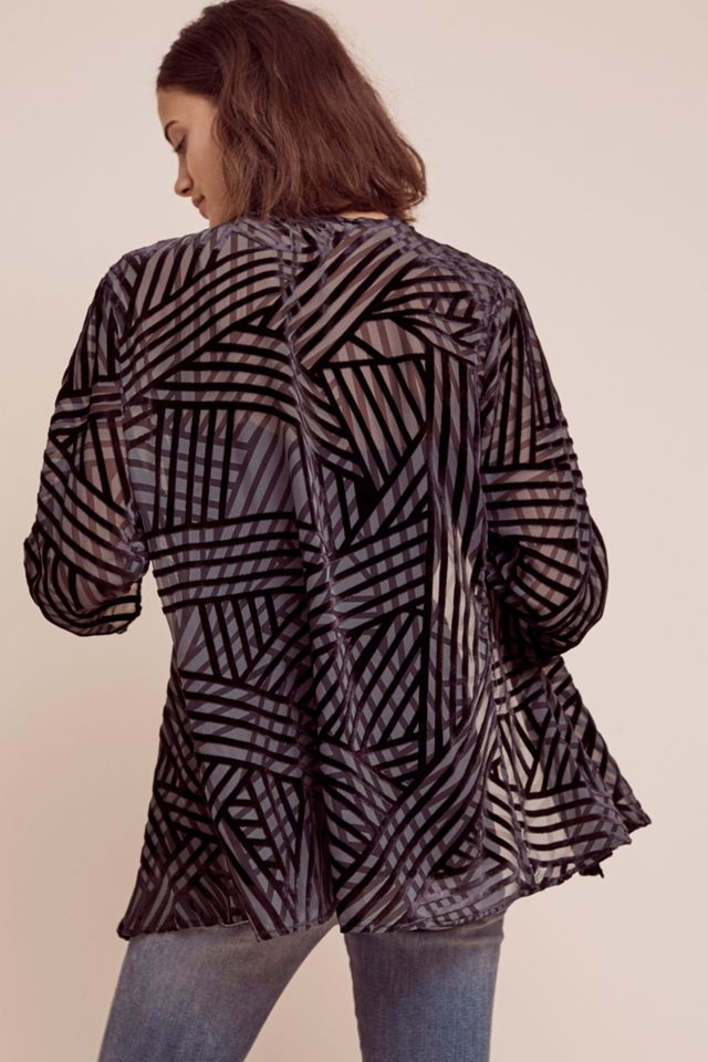 Gridded Velvet Kimono #2