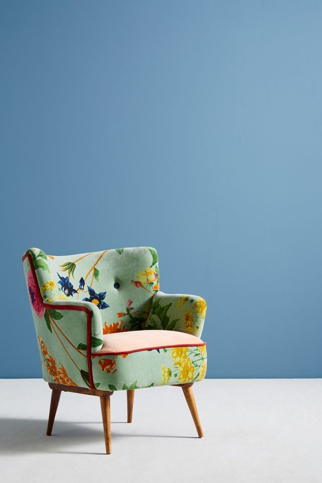 Floret Velvet Occasional Accent Chair Anthropologie UK