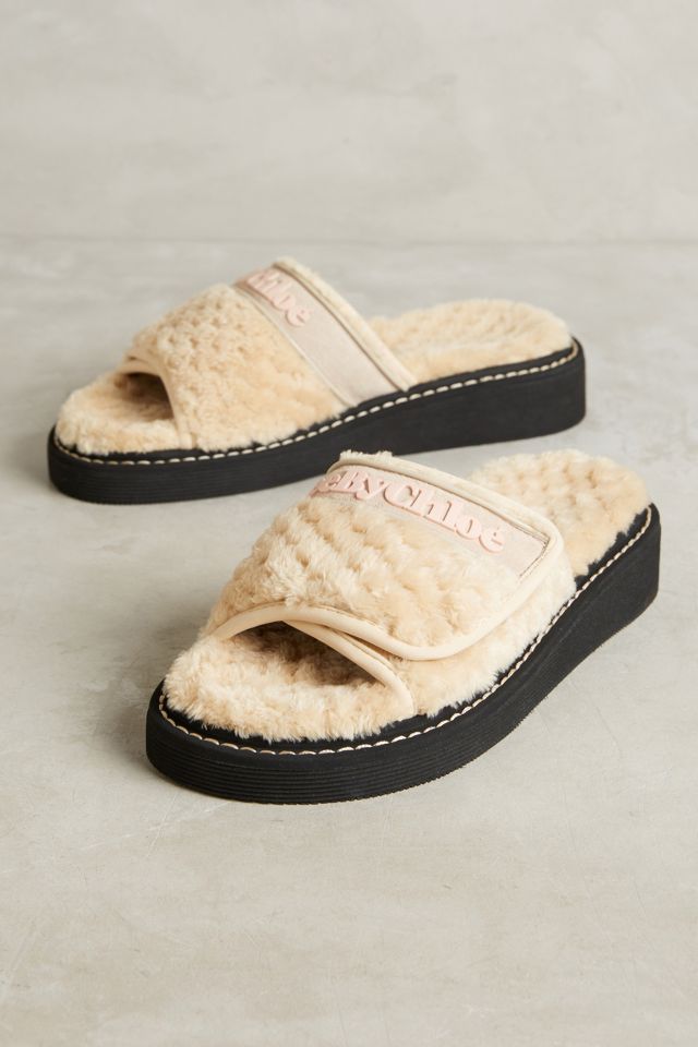 Chloe best sale fluffy slides