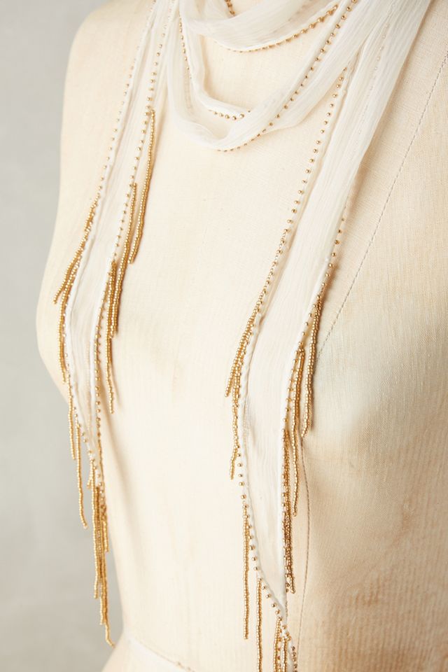Golden Bead Skinny Scarf #1