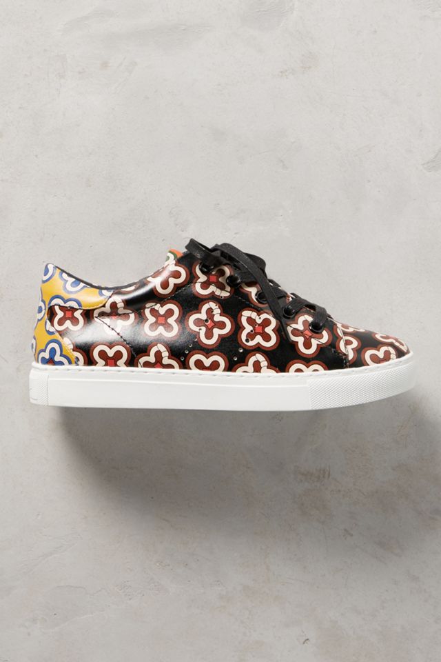 Lola Cruz Floral Leather Sneakers #1