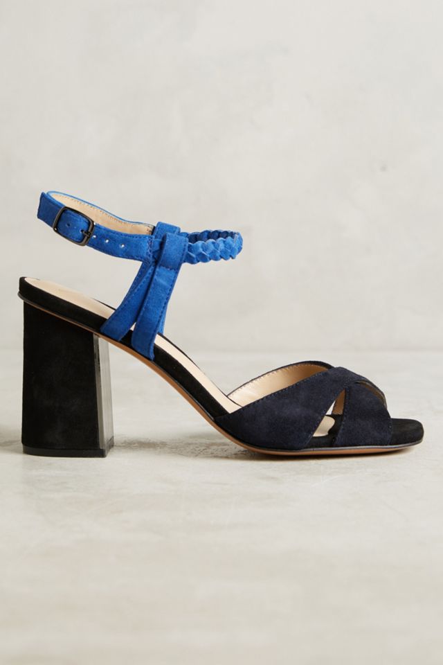 Lola Cruz Braided Suede Block Heels #1