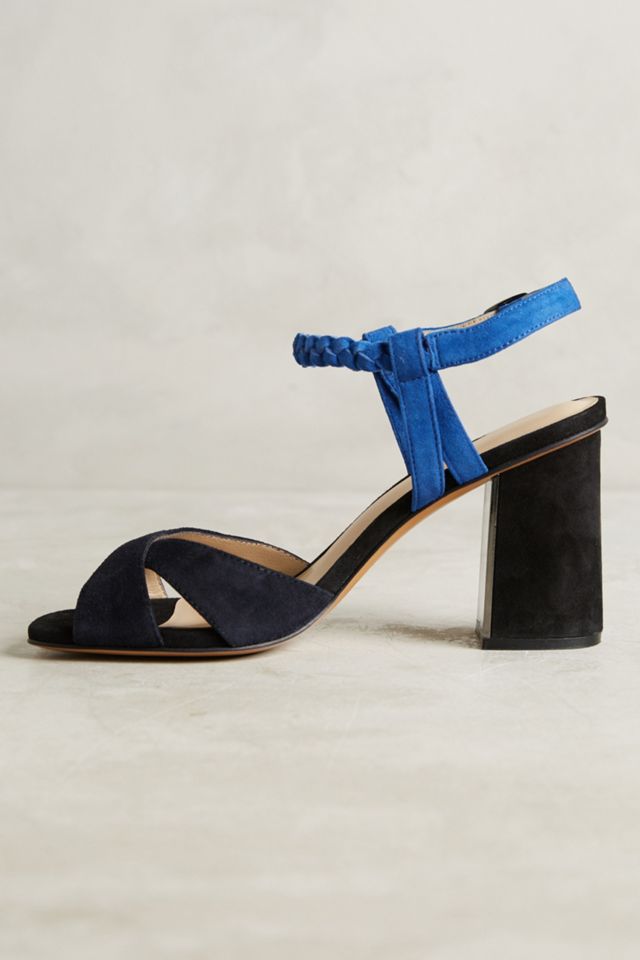 Lola Cruz Braided Suede Block Heels #2