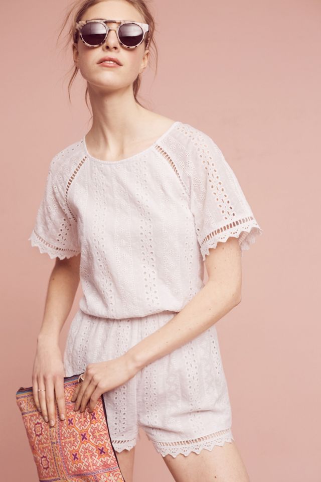 Embroidered Eyelet Romper