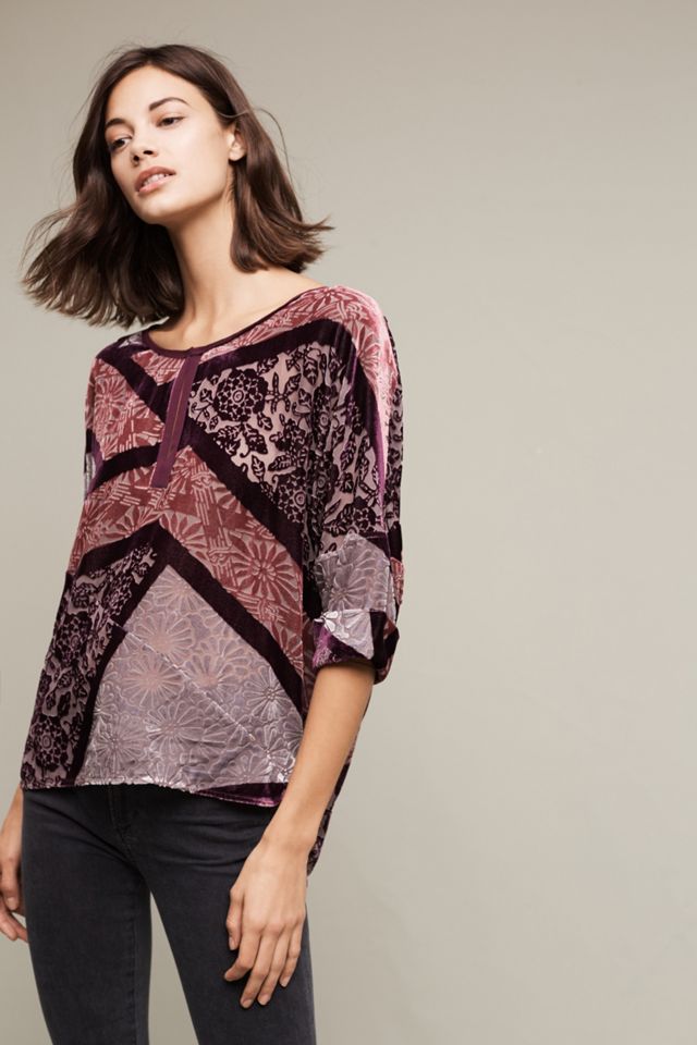 Patchwork Velvet Pullover #1