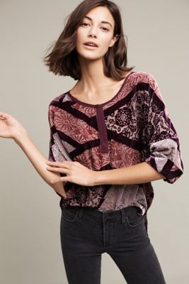 Patchwork Velvet Pullover