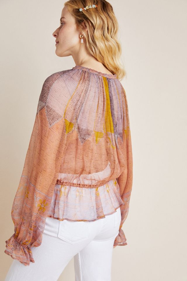 Morgana Silk Peasant Blouse #1
