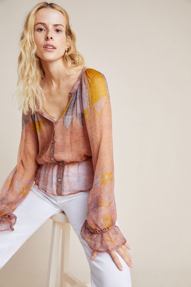 Morgana Silk Peasant Blouse #3