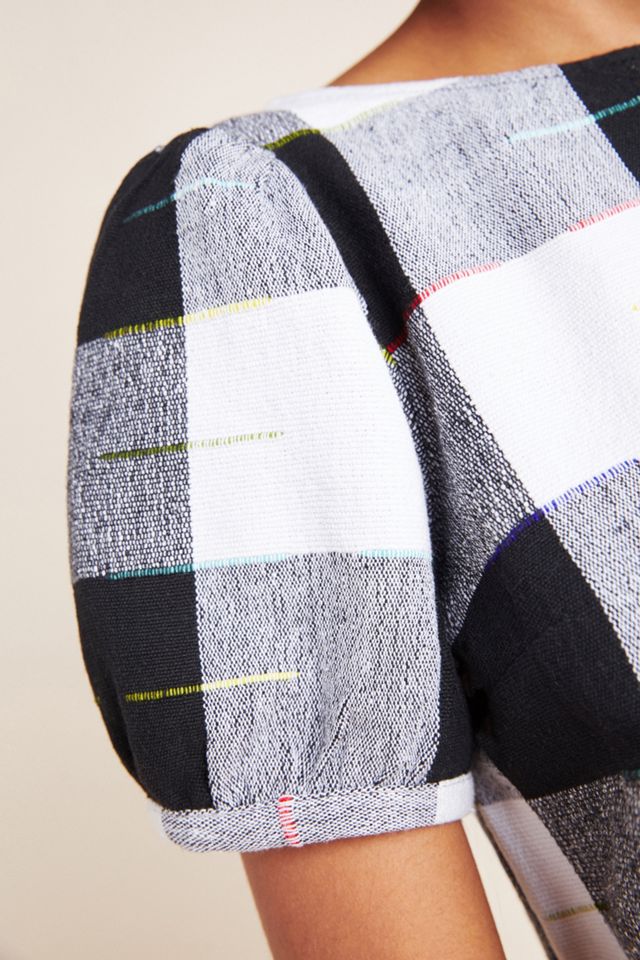 Gingham Puff-Sleeved Blouse #2