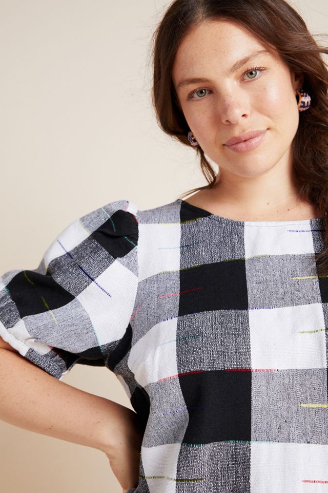 Gingham Puff-Sleeved Blouse #6