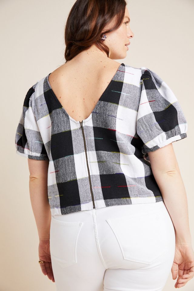 Gingham Puff-Sleeved Blouse #7
