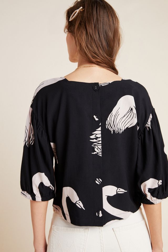 Swans Button-Back Blouse #1