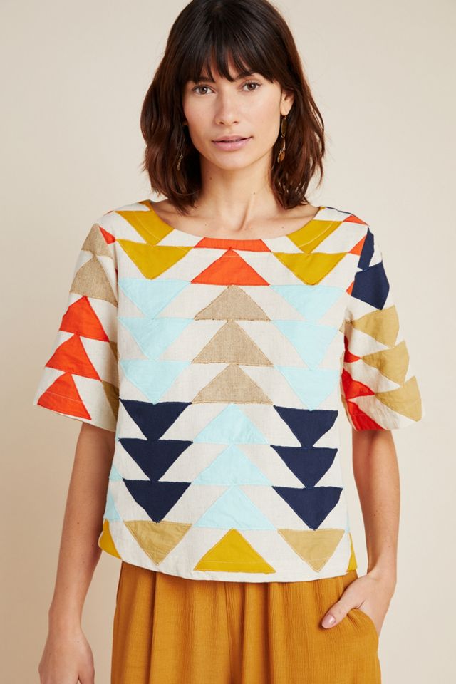 Uli Abstract Patchwork Blouse | Anthropologie