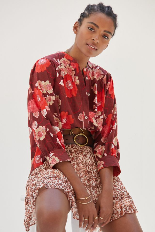 Floral Puff-Sleeved Buttondown | Anthropologie