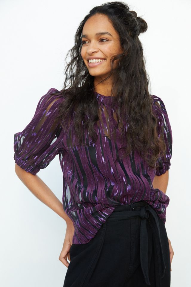Anna Sui Tesora Shimmer Velvet Burnout Blouse Anthropologie
