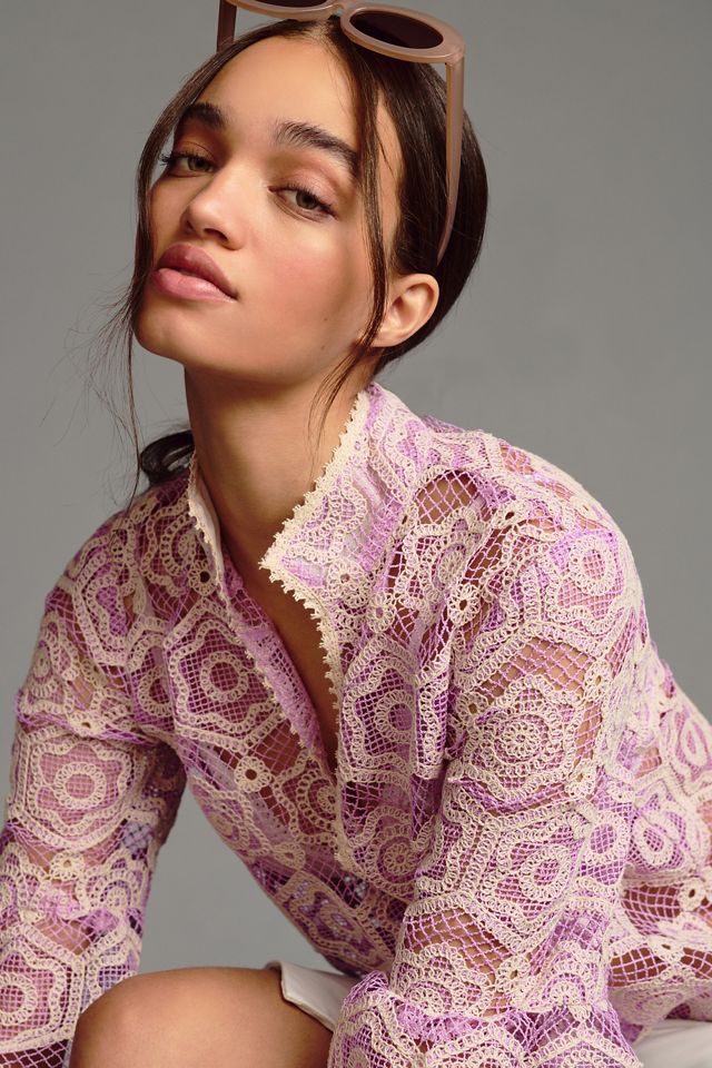 Anna Sui Floral Lace Blouse | Anthropologie