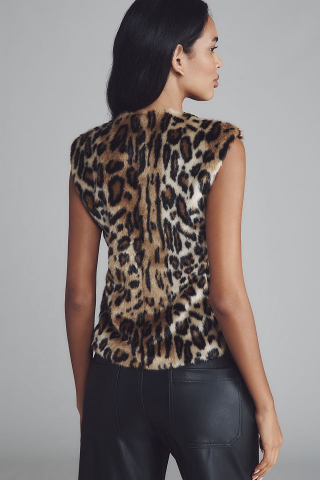 Anna Sui Faux Leopard Sleeveless Wool Blend Top #1