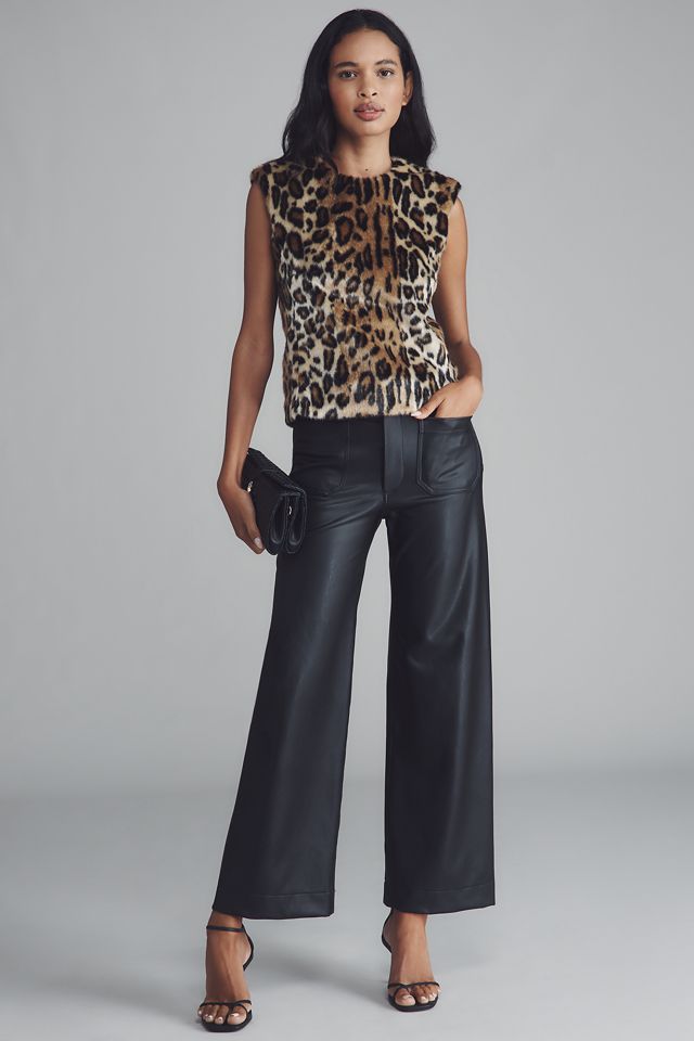 Anna Sui Faux Leopard Sleeveless Wool Blend Top #2