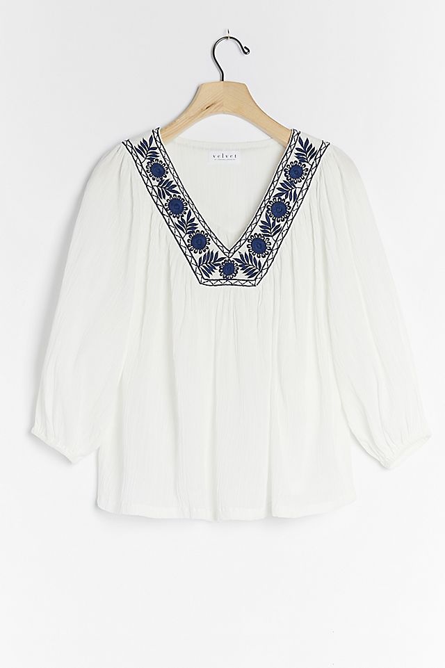 Zaylee Embroidered Blouse | Anthropologie