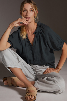 Velvet by Graham & Spencer Annette Cotton Gauze Top | Anthropologie