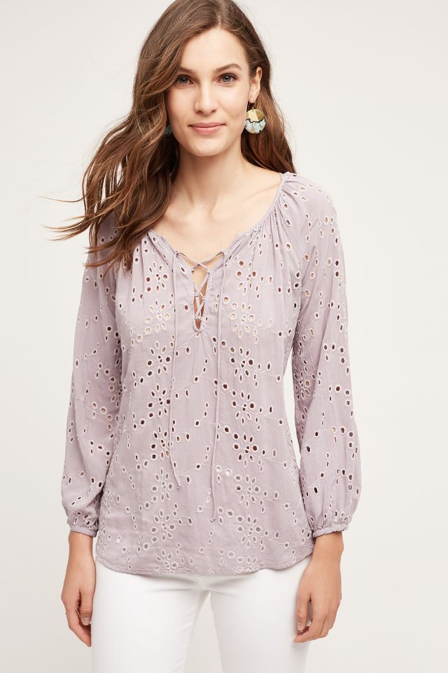 chaps eyelet peasant top