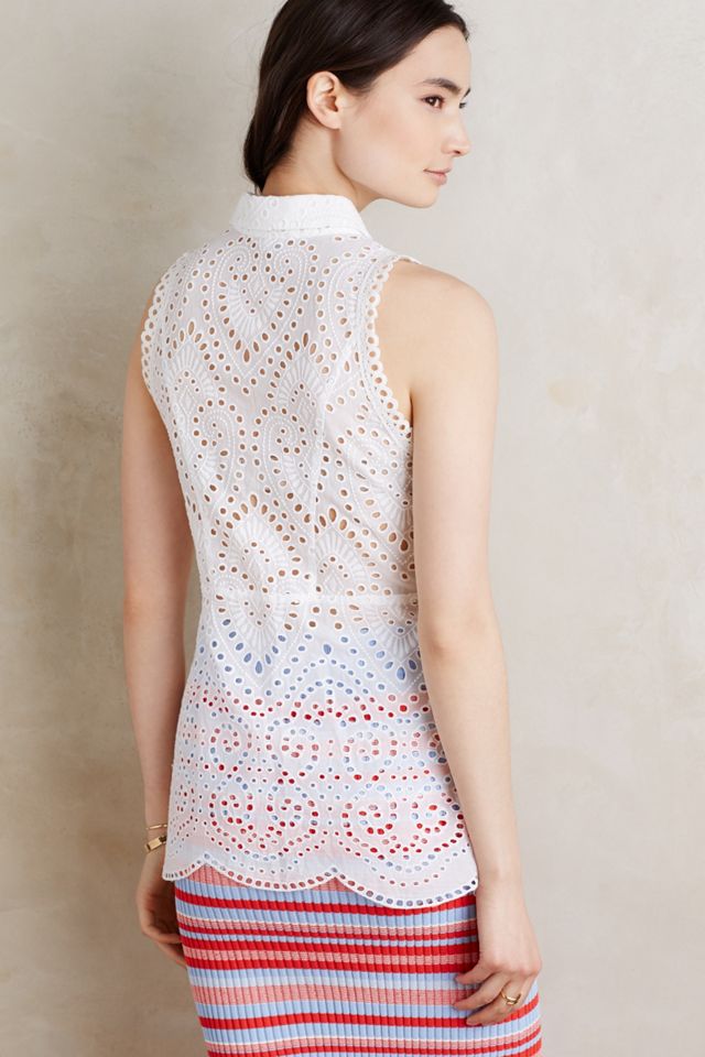 Eyelet Sleeveless Blouse #1