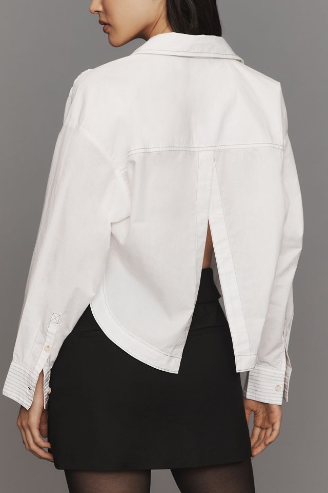 Pilcro Placket Back-Slit Cotton Shirt #3