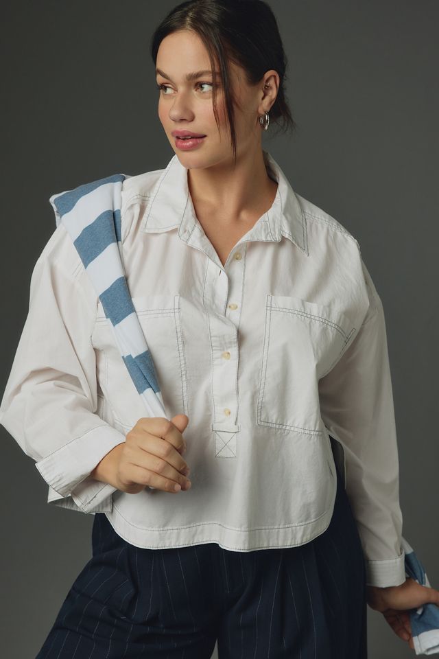 Pilcro Placket Back-Slit Cotton Shirt #4