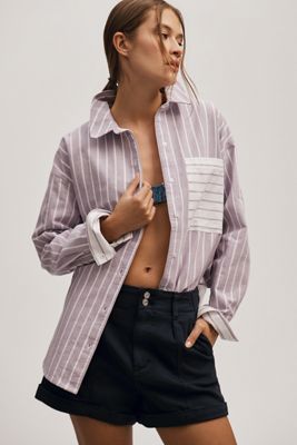 Maeve Long-Sleeve Oxford Mixed Stripe Buttondown Shirt
