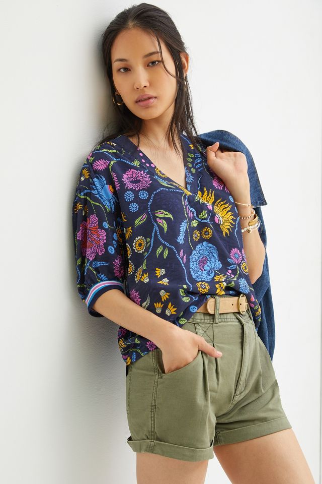 Maeve Floral V Neck Blouse