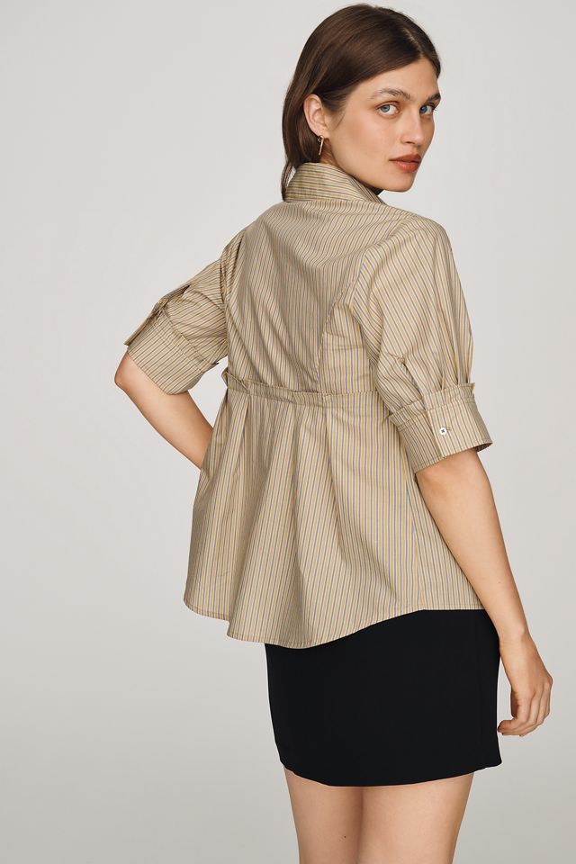 Maeve Cotton Contrast Buttondown Shirt #1