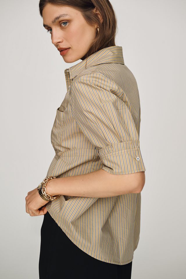 Maeve Cotton Contrast Buttondown Shirt #2