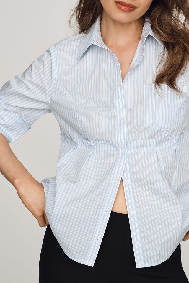 Maeve Cotton Contrast Buttondown Shirt #1