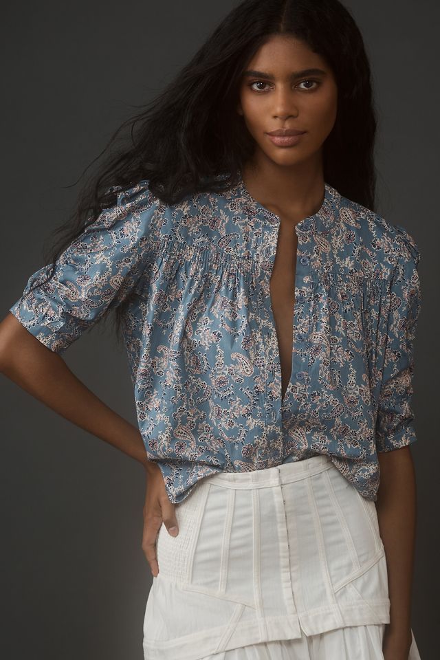 Bishop + Young Rachel Ruched-Sleeve Blouse | Anthropologie