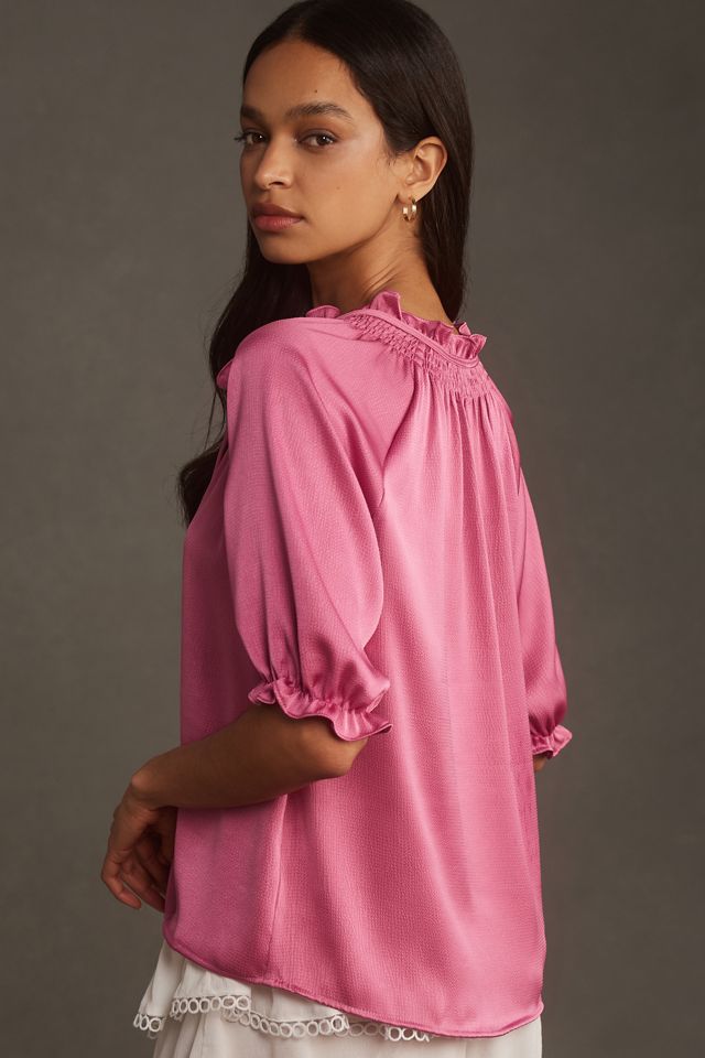 Bishop + Young Smocked-Neck Top #1
